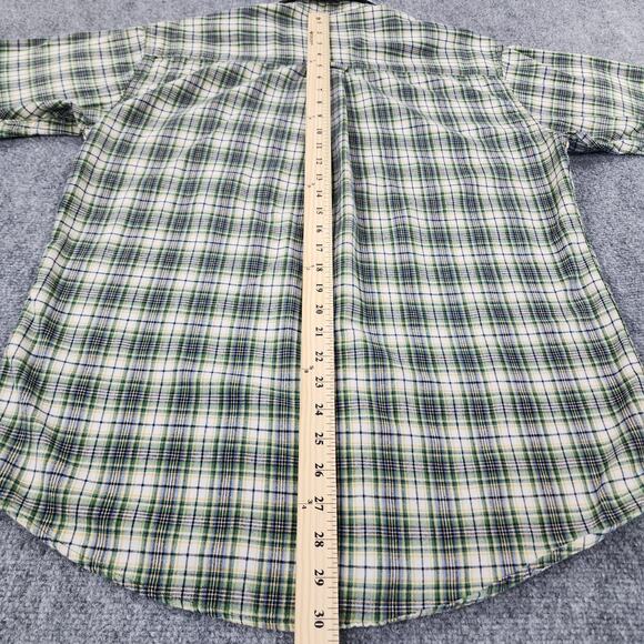 Woolrich Shirt Mens Medium Navy Mini Plaid Woven Short Sleeve Casual Button Up - Picture 7 of 16